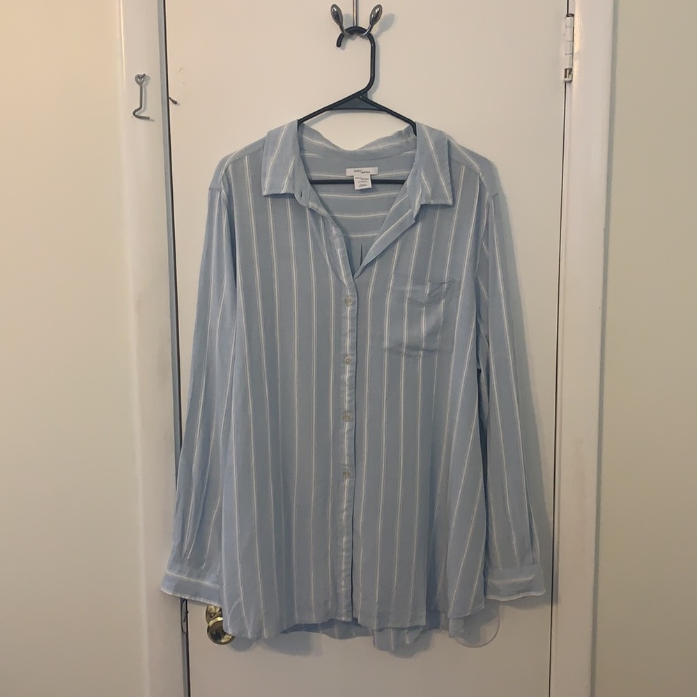 Blue and White Striped Button Down